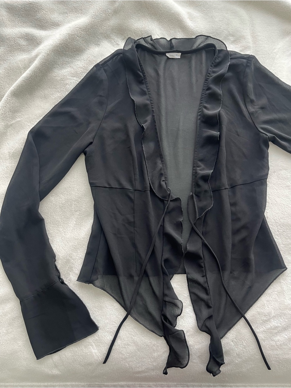 Sheer Ruffle-Front Blouse